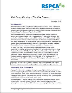 End Puppy Farming The Way Forward RSPCA will continue to communicate key principles in Way