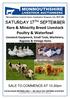 SATURDAY 17 TH SEPTEMBER Rare & Minority Breed Livestock Poultry & Waterfowl Livestock Equipment, Small Tools, Machinery, Bygones & Vintage Items