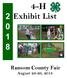 4-H Exhibit List Ransom County Fair August 23-26, 2018