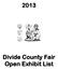 Divide County Fair Open Exhibit List