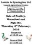 Sale of Poultry, Waterfowl and Pigs etc. Thursday 4 th February, 2016