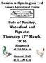 Sale of Poultry, Waterfowl and Pigs etc. Thursday 17 th March, 2016