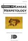 KANSAS HERPETOLOGY JOURNAL OF. Nu m b e r 31 Se p t e m b e r Published by the Kansas Herpetological Society ISSN X