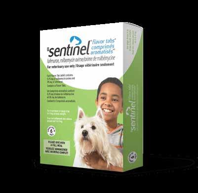 Sentinel Flavor Tabs Prevent flea infestations while providing broad spectrum internal parasite control with Sentinel Flavor Tabs SENTINEL Active ingredient: Milbemycin oxime, lufenuron Dogs Control