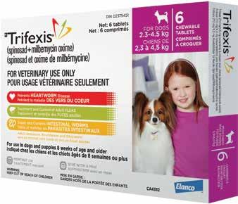 roundworms (Toxocara canis and Toxascaris leonina) adult whipworm (Trichuris vulpis) Starts killing fleas within 30 minutes Orally administered Can be used on dogs and puppies 8 weeks of age or older