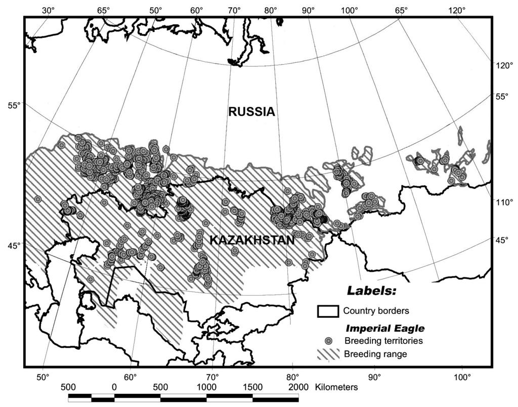 Eastern Imperial Eagle in Russia and Kazakhstan: Population Status and Trends Fig. 2 Distribution of Eastern Imperial Eagle in Russian Federation and Kazakhstan appear food limited.