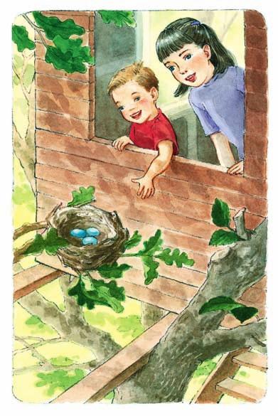 Melanie, Melanie, Melanie! Tom shouted from the treehouse. She knew he wouldn t be quiet until she answered him. What, Tom? she asked as she climbed the ladder. I found bird eggs! Come and see!