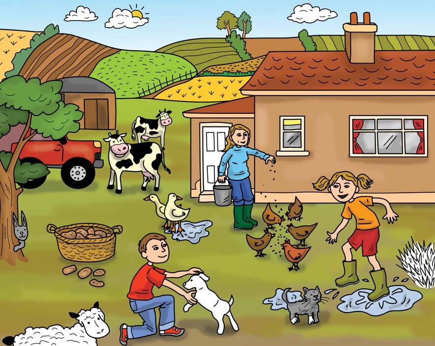 C What s on the farm? a cloud a field a truck a chicken a rabbit a duck a kitten D A day on the farm. On Saturday afternoons, and his sister,, go to help Mrs Plant on her farm.