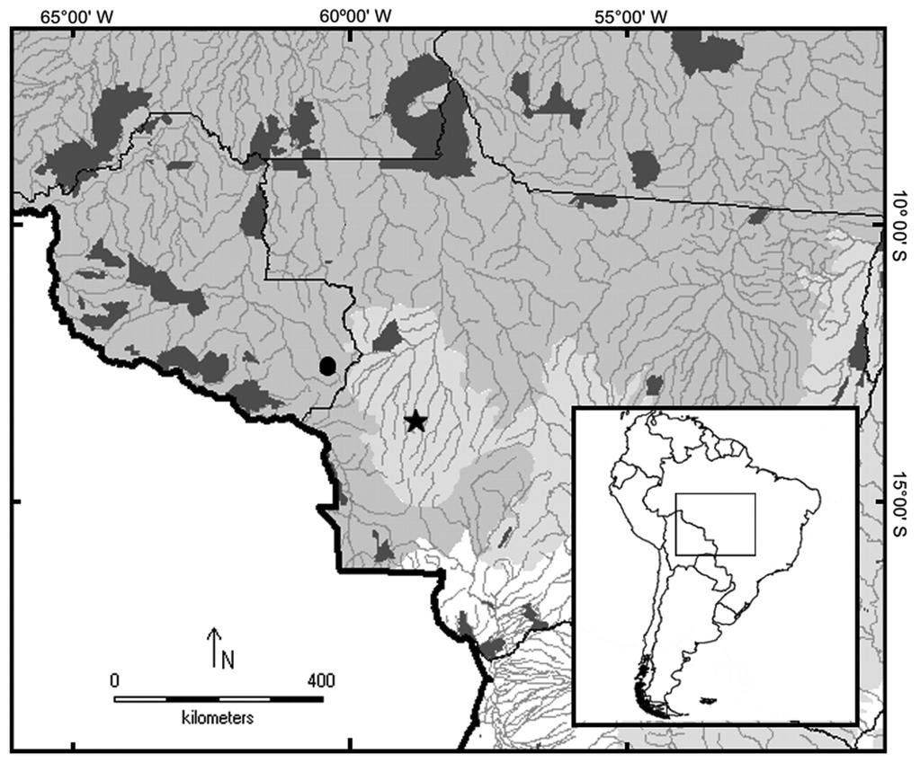 State to eastern Rondônia, the plateau is situated in a contact region between two major vegetation zones: the open Cerrado from Central Brazil, and the southernmost limits of the forested Amazonia