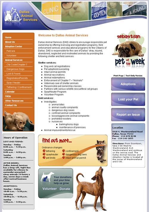 Pet Adoptions New Website: www.dallasanimalservices.