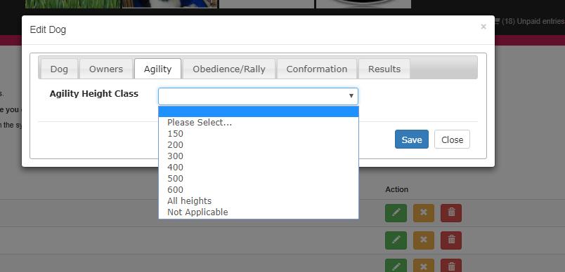 click on the Agility tab, and select the height class applicable: Click Save.