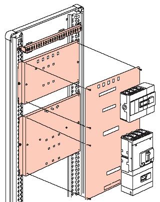 20234 for DPX 250 ER horizontal assembly in cabinets - Flat doors for cable compartments Metal Height () Cabinet/door distance () 20163 600 38 20164 750 38 20165 900 38 20166 1050 38 20167 1200 38 -