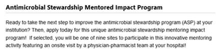 ASHP Antimicrobial Stewardship Mentored Impact