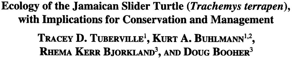 Chelonian Canservatian and Bialagy, 2005,4(4):908-915 @ 2005 by Chelonian Researcb Foundation Ecology of the Jamaican Slider Turtle (Trachemys terrapen), with Implications for Conservation and