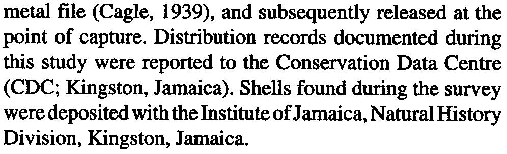 TuBERVlll.. ET AL. -Jamaican Trachemys 909 Figure 1. Distribution of T. terra pen in Jamaica. Parishes in which T. terrapen had been previously reported are shaded. Dots rep~esent localities where T.