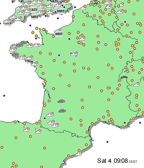 the old bird campaign and this was only his third Channel crossing of the season. Weather map of France.