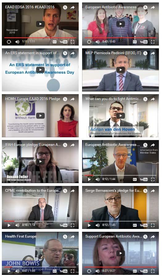 2016 Video pledges From the following organisations and individuals: - EDSA - EPSA - ERS - MEP Piernicola Pedicini - HCWH Europe - Medicines for Europe -