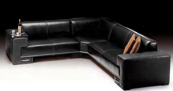 27 TOURING OFFICE Lamp Sectional sofa, leather black muflone,