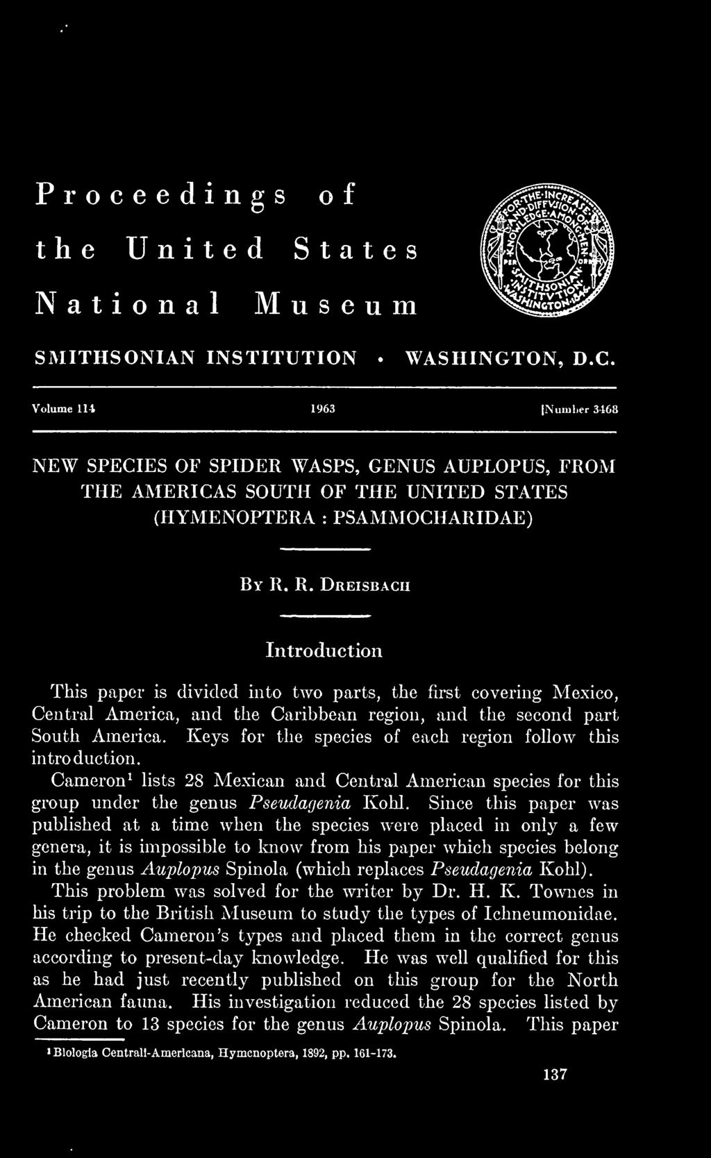 R. Dreisbach Introduction This paper is divided into two parts, the first covering Mexico, Central America, and the Caribbean region, and the second part South America.