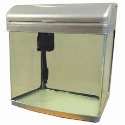 A modern bow fronted glass aquarium. It comes complete with trickle system filteration and an intergrated powerhead sending flow through both the filter and around the aquarium itself.