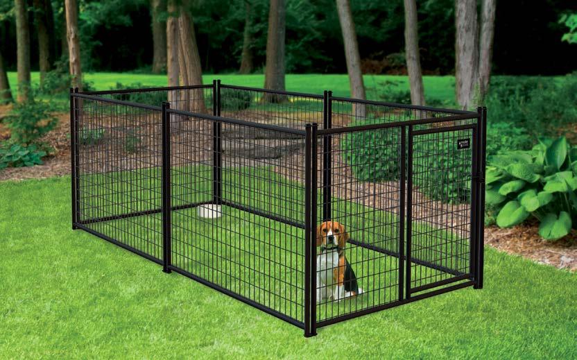 welded mesh panels - clamp connect Welded Mesh Panels - Clamp Connect Easy to install frame assembly Gate includes latch Strong round tube design accepts kennel covers Powder coat finish over hot