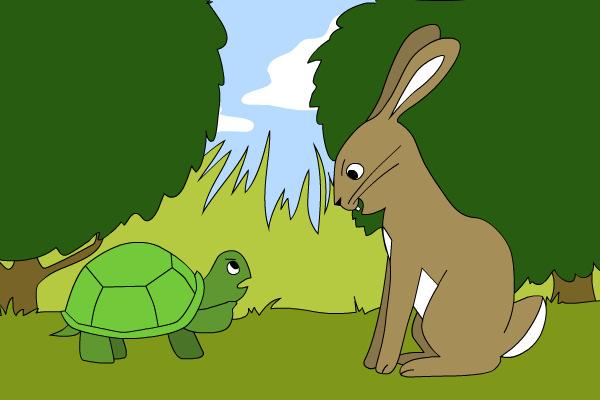 Hare thought he would make a fool of Tortoise, but Tortoise still wanted to race. Hare loved to run. He was really fast.