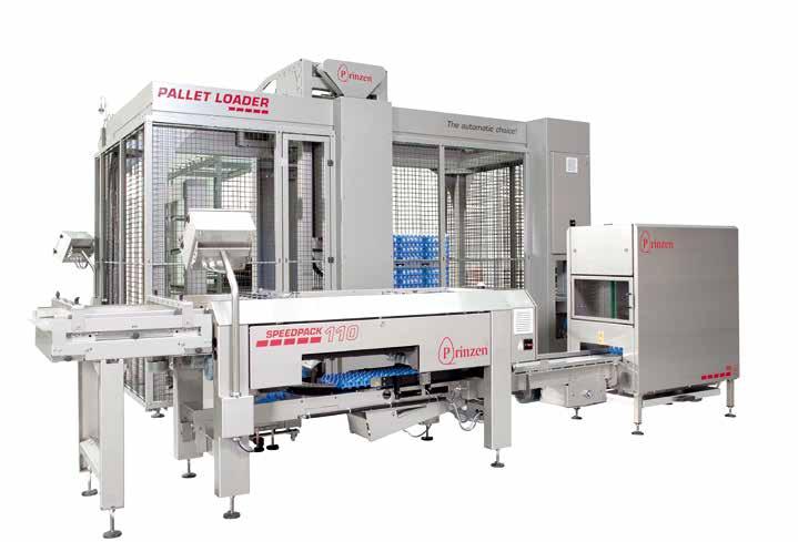 This packing line can be used for both plastic and cardboard trays. The flexible design allows the separate machine components to be varied in position.