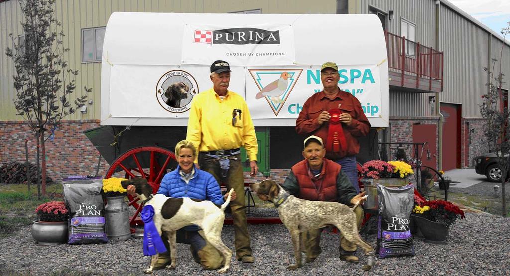 2010 Amateur All Age Championship (Standing L R) Howard Burbach (judge) and Steve Short (judge) (Kneeling L R) Hayley Killam with CH Sunrise Wandering Ronin and Tom Davis with Runner Up Bingo Buck s