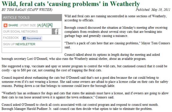 2007 telephone survey: What would you do about un-owned cats in the street?