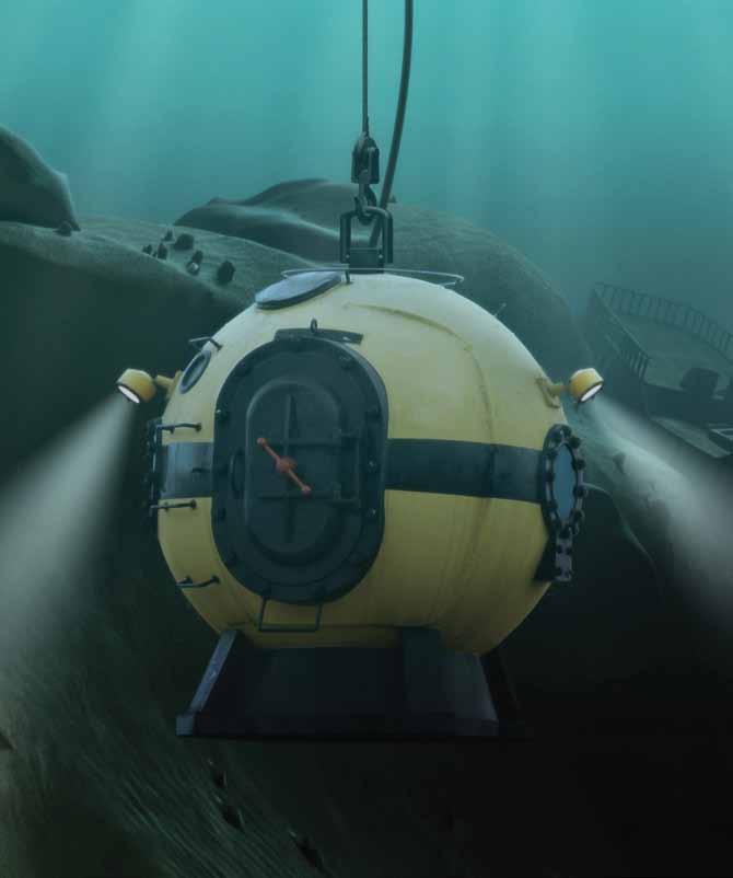 A submersible exploring deep