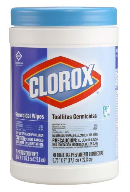 Clorox Germicidal Wipes More Kill Claims Shorter Contact Times Better Quality Wipe Substrate Heavier, thicker than competitive alternatives Won t tear or distort Paper Towel orientation in cannister
