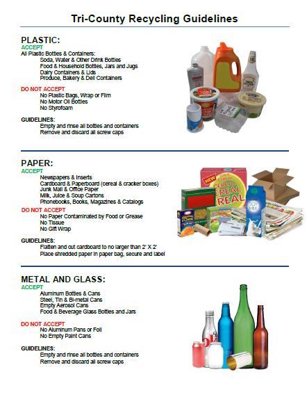 MORE RECYCLING NEWS As part of the Tri-County Recycling program all residents of Brown County can recycle more materials than ever before.