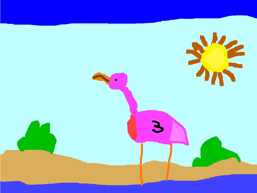 Amazing Flamingo By Elena My amazing animal is a flamingo. It lives in coastal areas and wetlands in Africa, Asia, and Europe. It is an omnivore and it eats shellfish and algae.