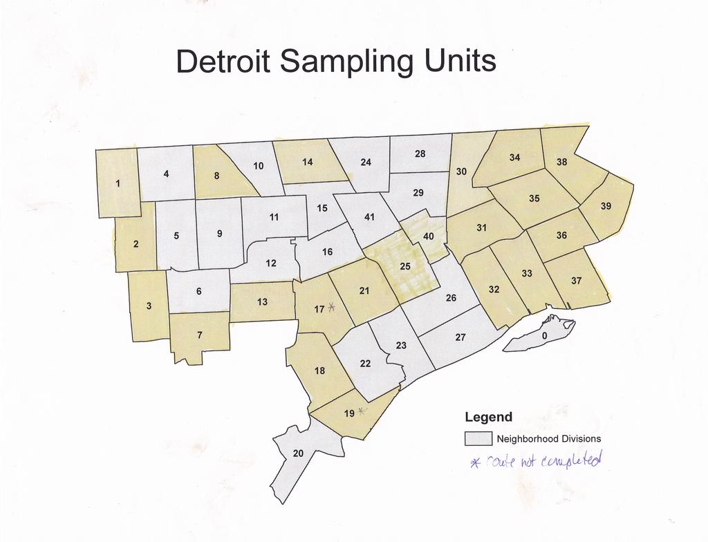 every sampling unit has observations documented from it. This provides even survey effort across the whole city so that there is no bias for any particular portion of the city.