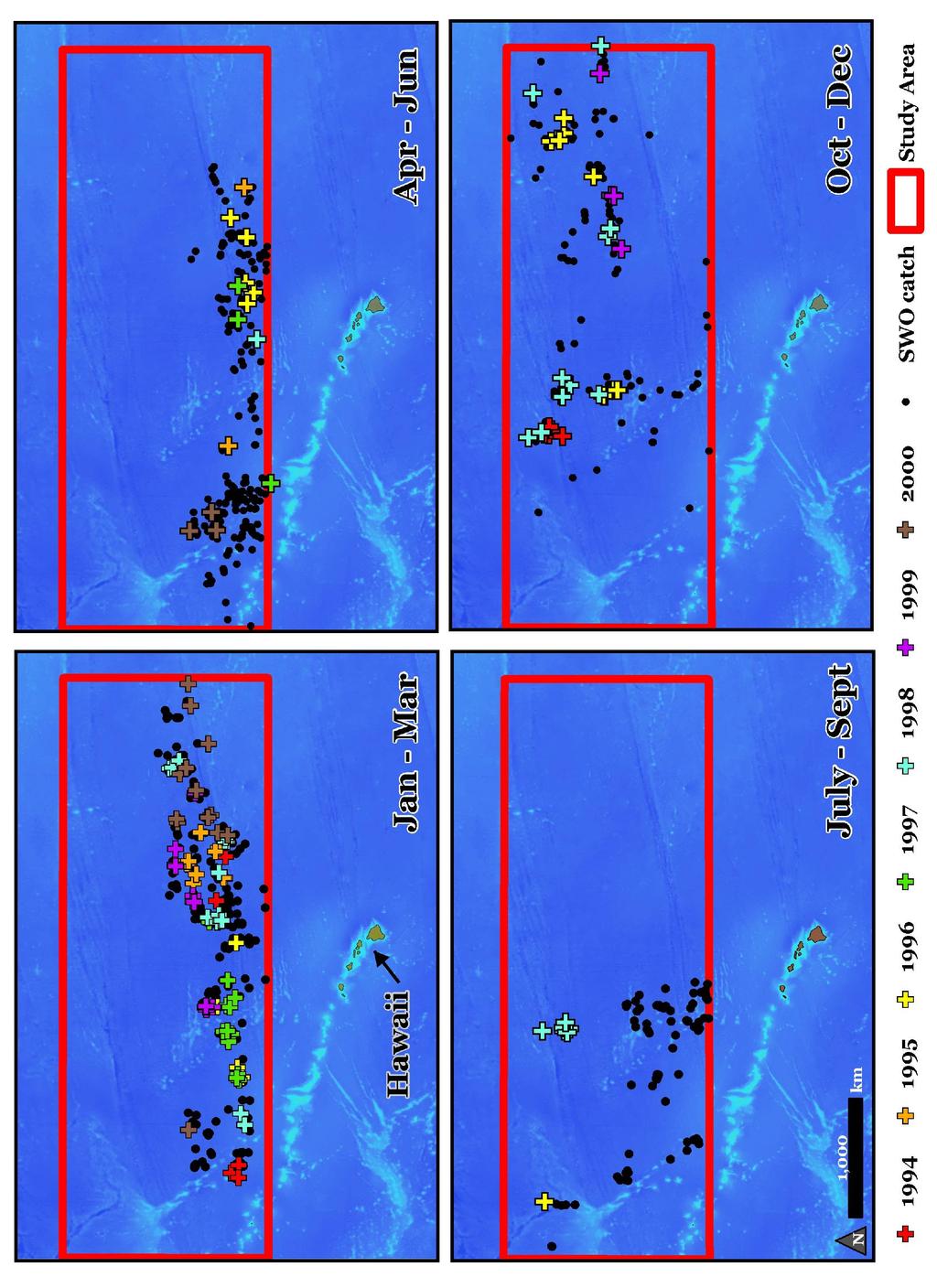 37 North Pacific transition zone Figure 9: Spatial and temporal distribution of