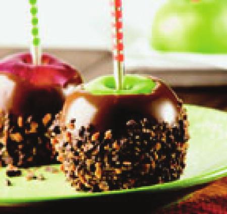 Activity Adult supervision required Chocolate-Dipped Apple Recipe 5 mins preparation time 5 mins baking time Makes 12 apples Follow this simple recipe to create a yummy treat for Bonfire Night!