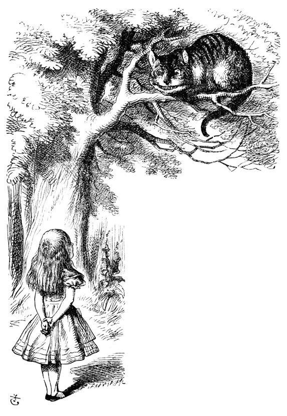 as pigs, and was just saying to herself, if one only knew the right way to change them when she was a little startled by seeing the Cheshire Cat sitting on a bough of a tree a few yards o.