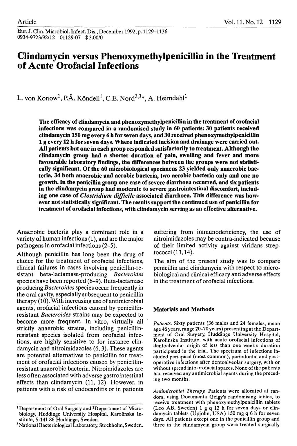 Article Vol. 11. No. 12 1129 Eur. J. Clin, Microbiol. Infect. Dis., December 1992, p. 1129-1136 0934-9723/92/12 01129-07 $3.