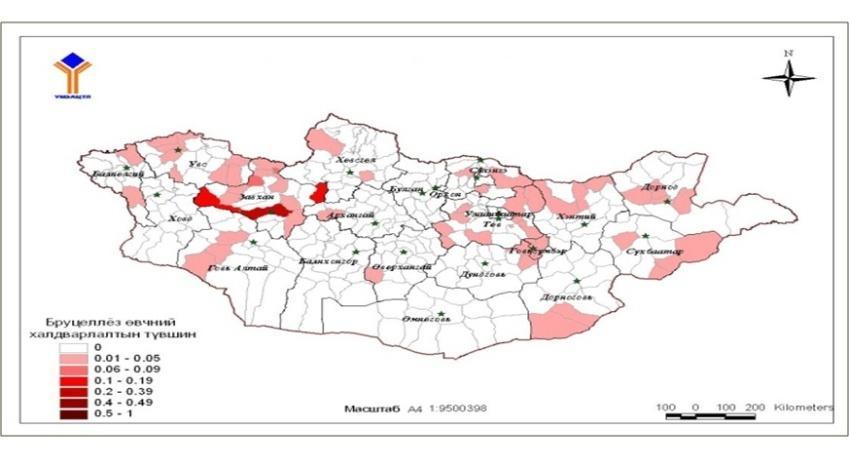 Result of Brucellosis Sero-surveillance - by animal, 2011 Cattle: 2 provinces (Bh, Og)- no positive, - Other 20 provinces - 0.1-5.