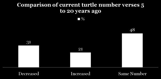 14 per cent claimed that turtles can be seen abundant from May to August every year.
