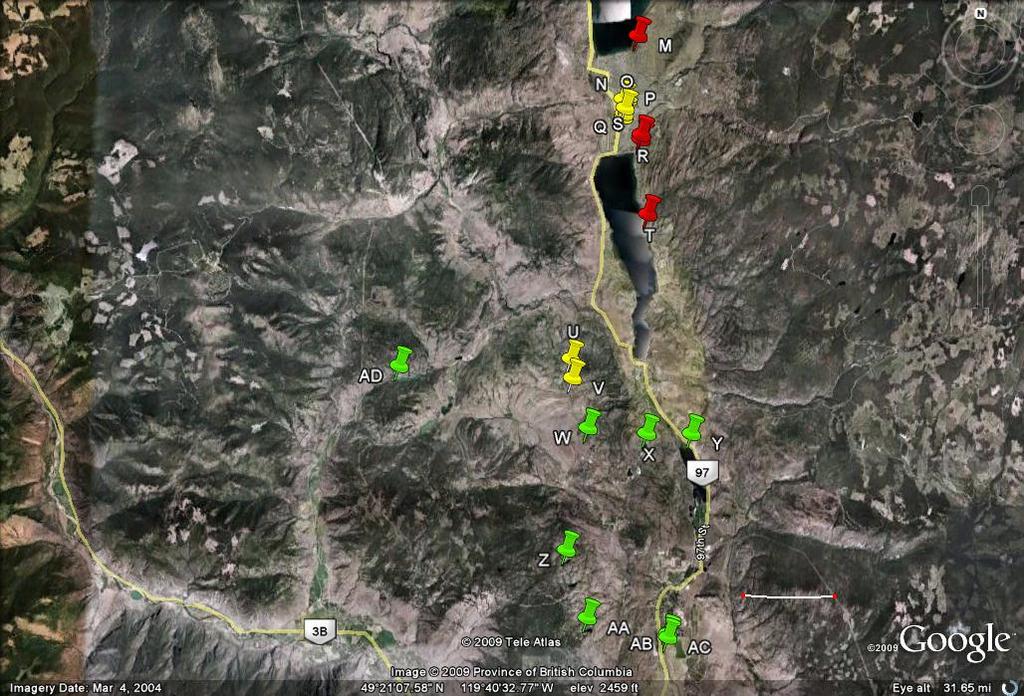 5 Km 2 Km a) b) Figure 2. Penticton and area sites.