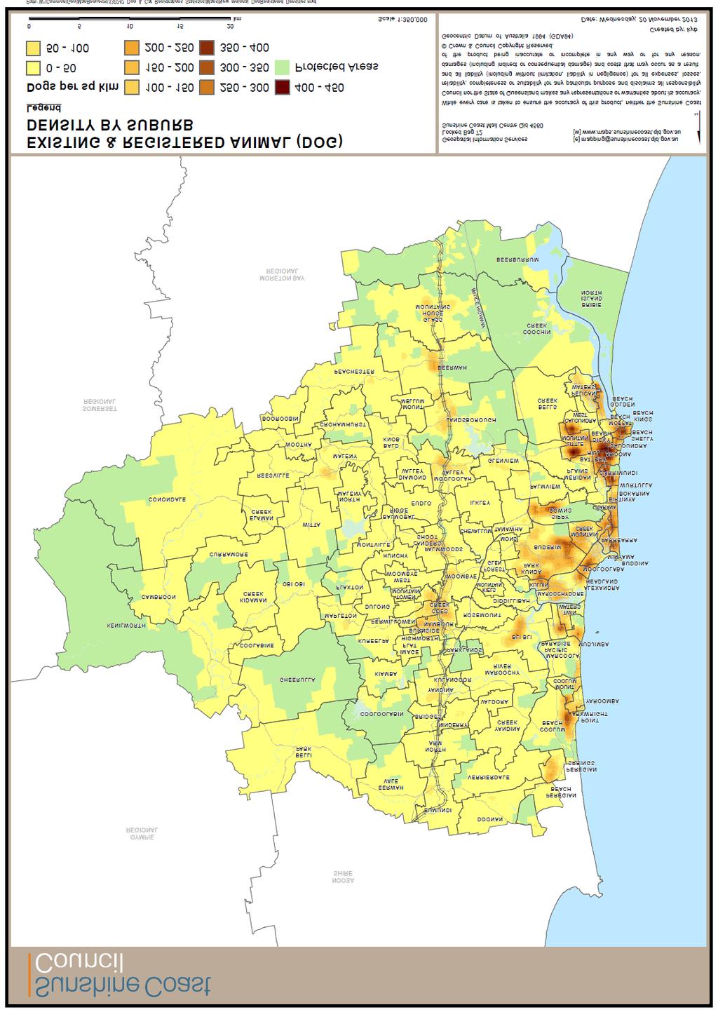 Appendix Two Density of registered dogs by suburb