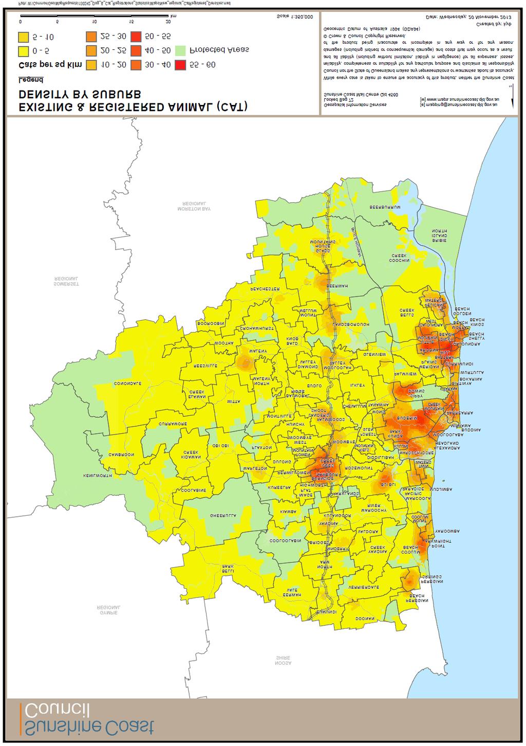 Appendix Three Density of registered cats by suburb 22