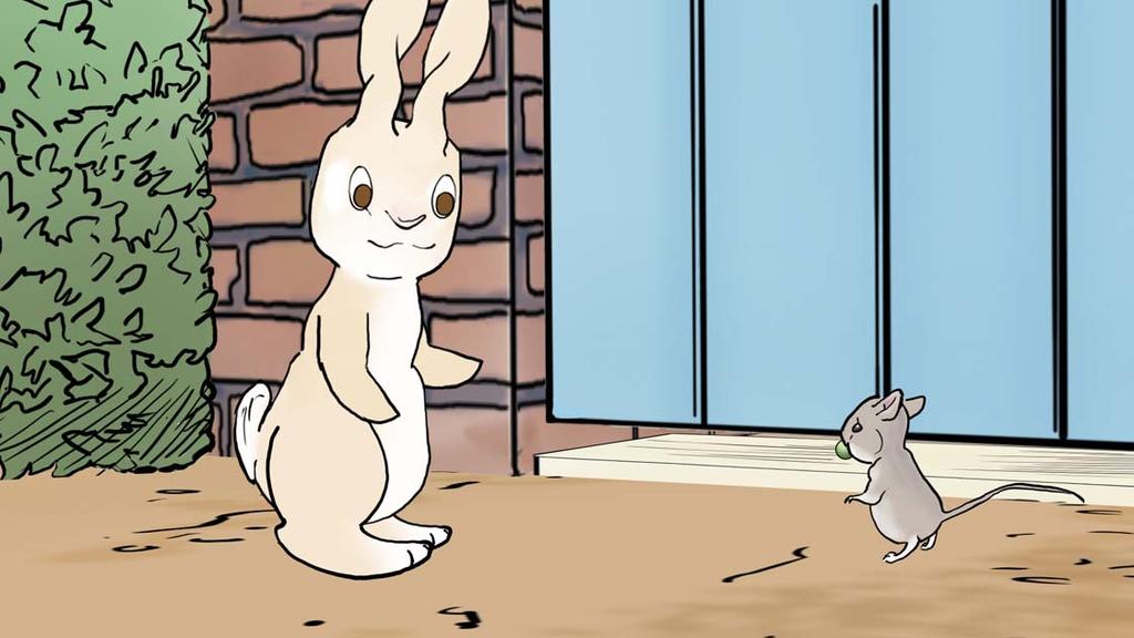 He found a door in a wall; but it was locked, and there was no room for a fat little rabbit to squeeze underneath.