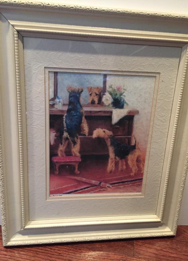 #9. MARY BEACON DOG LOOKING IN MIRROR Opening bid: $40 This gorgeously framed and matted Mary