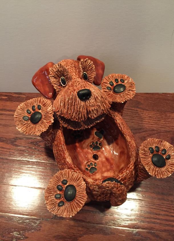 #2. PENCE PETS WELSH TERRIER GLAZED CLAY PLANTER -- SIGNED Opening bid: $50 This is