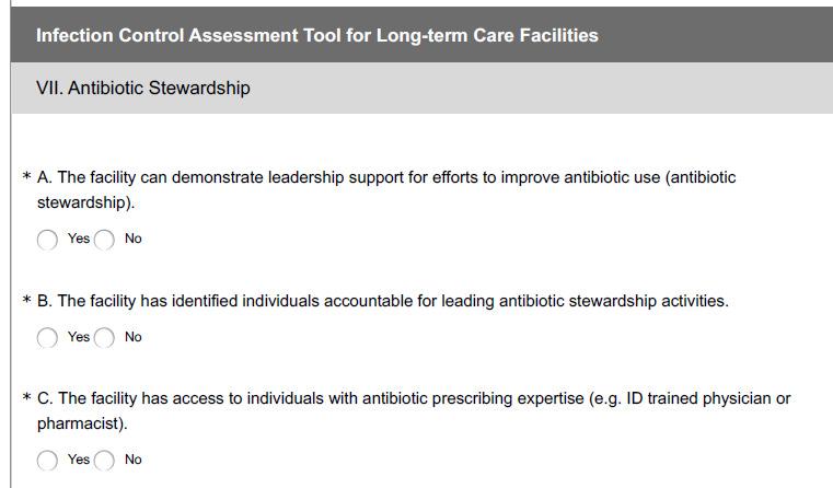 *Data provided by Maryland Department of Health and Mental Hygiene Healthcare-Associated Infections Program Existing Stewardship in MD LTC HQI Infection Control Assessments collected in 2016 23