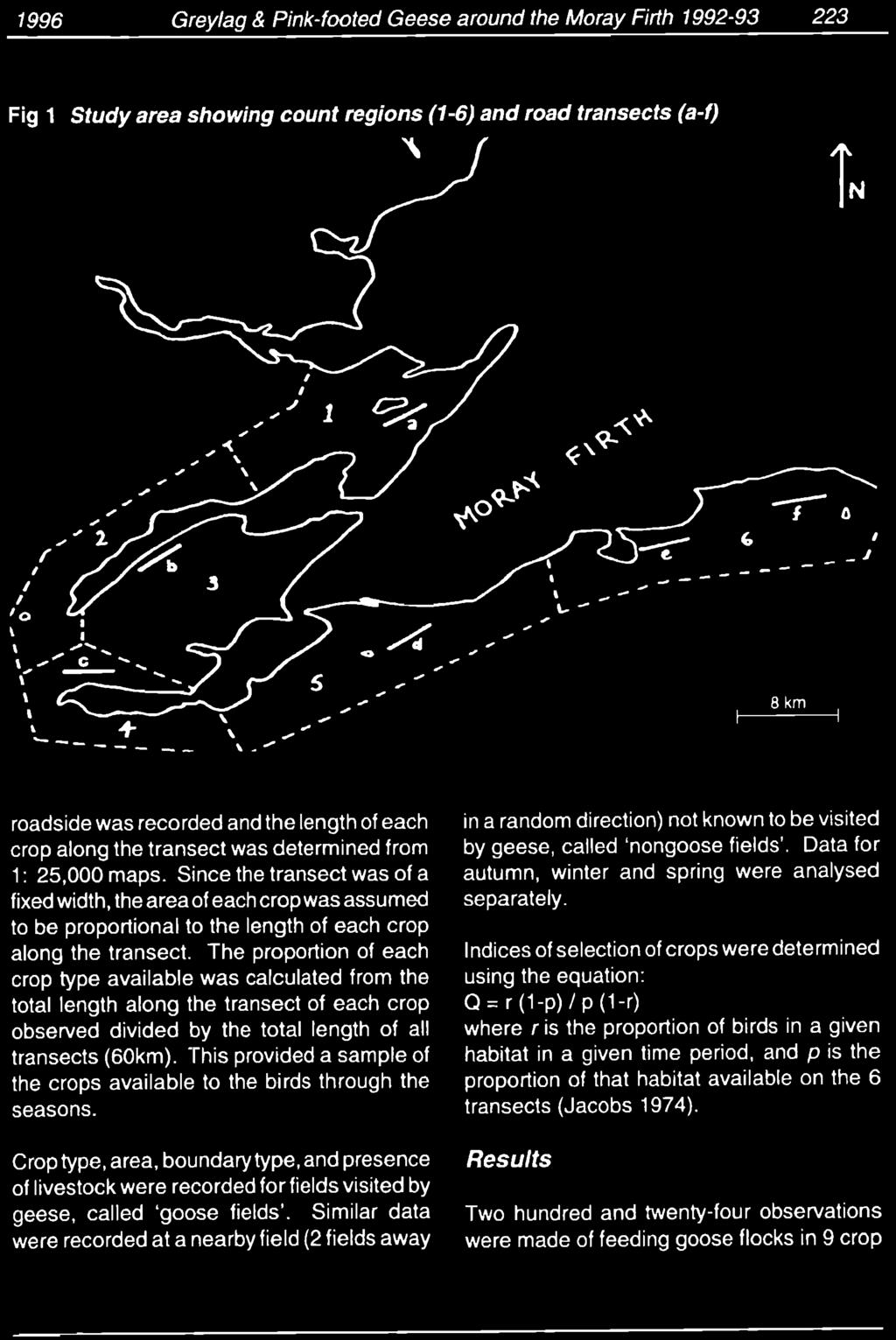 1996 Grey/ag & Pink-footed Geese around the Moray Firth 1992-93 223 Fig 1 Study area showing count regions (1-6) and road transects (a-f), I, ' I,.," 2-.,.,.... (., _-----1 ---, + '-----, \.., -.