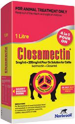 UK Veterinary Surgeons 2017/2018 Product Compendium Closamectin Pour On Solution for Cattle, continued At doses of three times the recommended dose, no significant clinical signs were recorded.