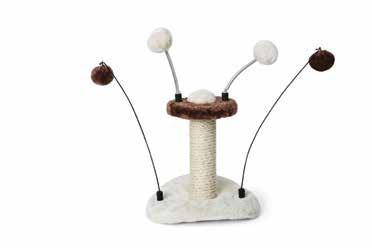 pompoms on springs and sisal gray Mini cat tree toy with